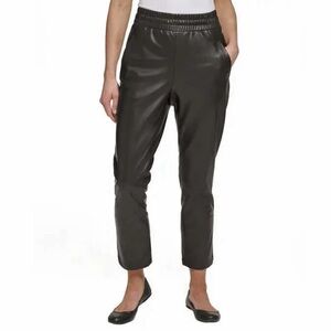 DKNY women's faux leather casual cropped pants